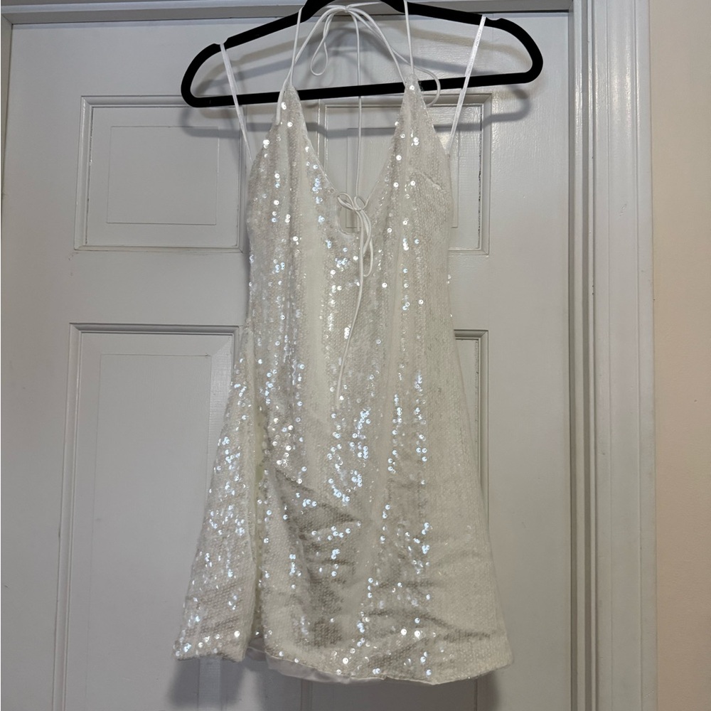 Princess Polly White Sequin Mini Dress